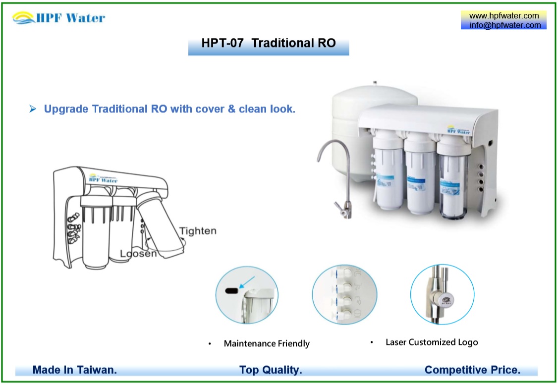 Traditional RO appliance with Standard Filter meets NSF requirements and  laser customized logo made in Taiwan